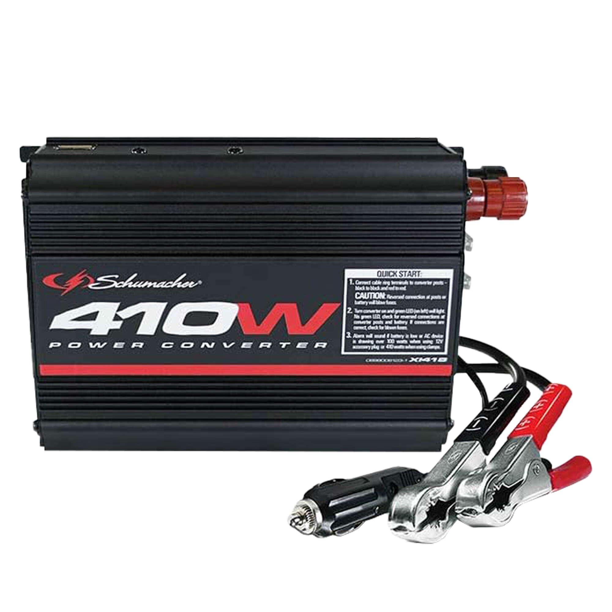 Schumacher Modified Sine Wave Power Converter, 410 Watts, 1 AC Outlet/1 USB Port, Model# XI41B